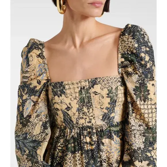 ULLA JOHNSON Natilda Puff Sleeve Midi Dress in Bellflower Size 8 - Picture 4 of 11